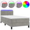 vidaXL Боксспринг легло с матрак и LED, светлосиво, 90x200 см, кадифе