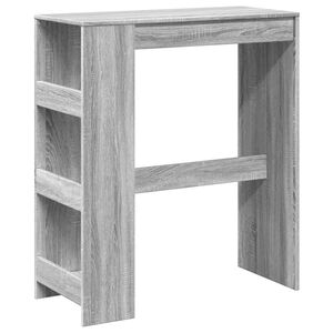 vidaXL Бар маса с рафтове, сив сонома, 90x40x103,5 см, инженерно дърво