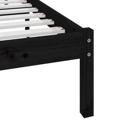 vidaXL Рамка за легло, черна, масивен бор, 140х200 см