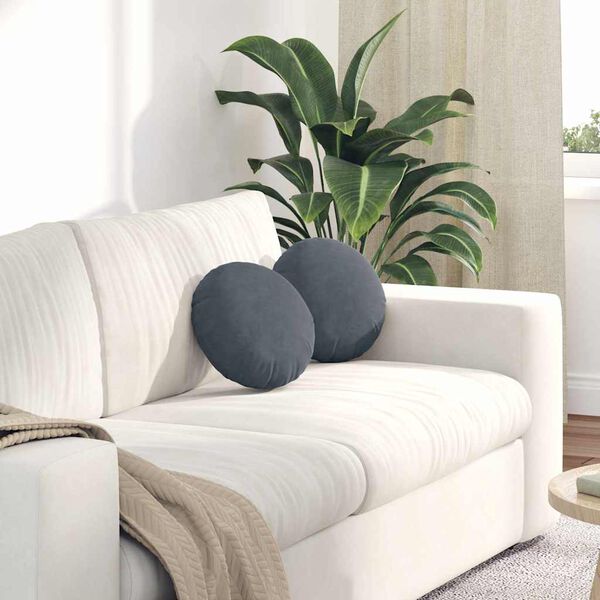 vidaXL Възглавници за седалки 2 pcs Тъмен сив Ø 40 x 13 см Кадифе