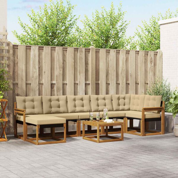 vidaXL Комплект дивани за открито 8 pcs Натурален и Бежов