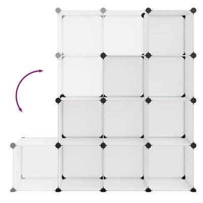 vidaXL Органайзер с кубични отделения, 12 куба, прозрачен, PP