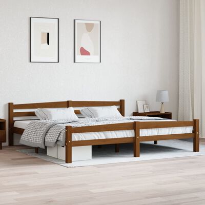 vidaXL Рамка за легло, меденокафява, борово дърво масив, 200x200 см