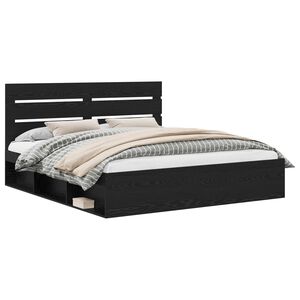 vidaXL Рамка за легло Черно 200 x 200 cm Солидно борово дърво