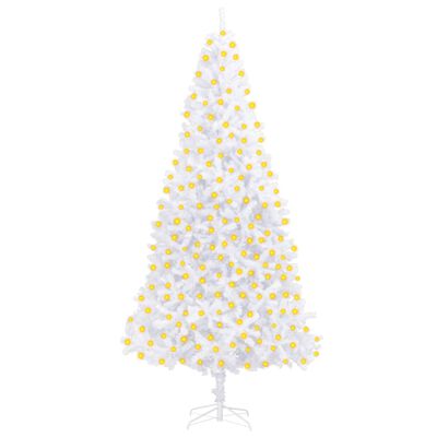 vidaXL Изкуствена предварително осветена коледна елха, 300 см, бяла