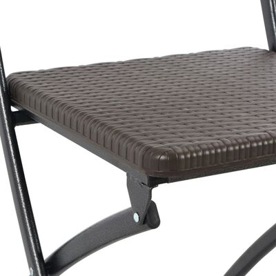 vidaXL Сгъваеми градински столове, 4 бр, HDPE и стомана, кафяви