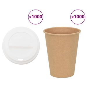 vidaXL Хартиени чаши за кафе с капачки 1000 бр. 12oz 300ml