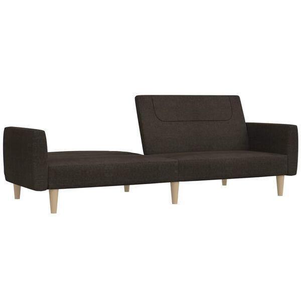 vidaXL 2-местно разтегателно канапе, тъмнокафяво, текстил