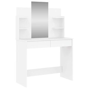 vidaXL Тоалетка с огледало, бяла, 96x39x142 см