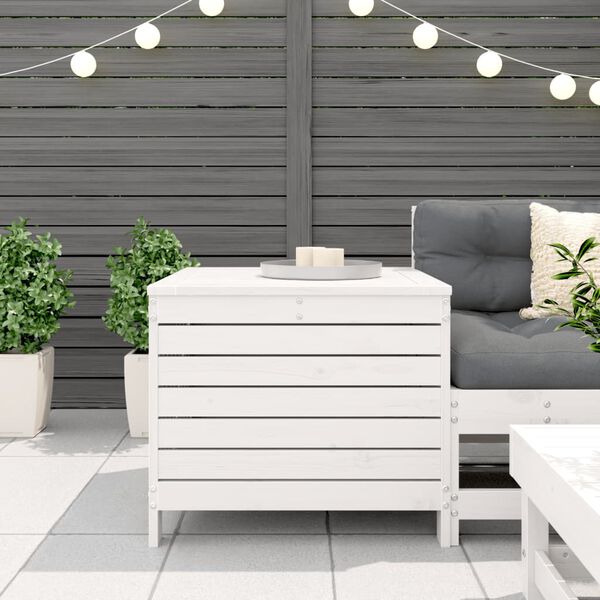 vidaXL Градинска табуретка, бяла, 62x63,5x53,5 см, бор масив