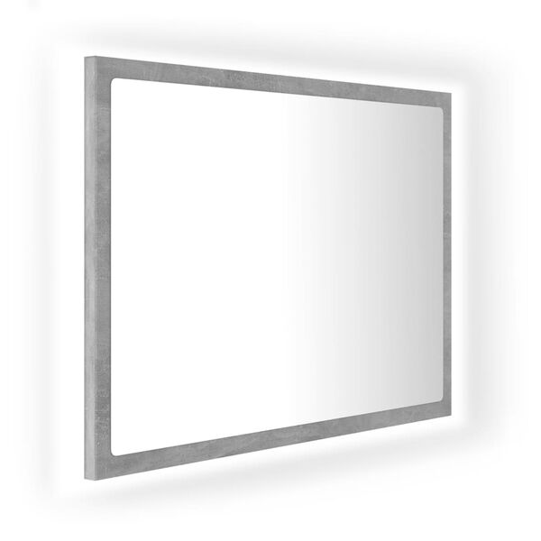 vidaXL LED огледало за баня, бетонно сиво, 60x8,5x37 см, акрил