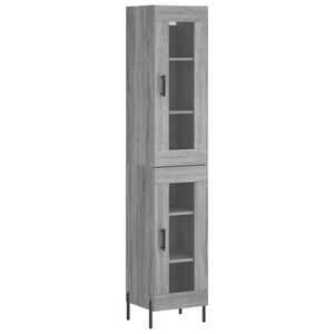vidaXL Висок шкаф, сив сонома, 34,5x34x180 см, инженерно дърво