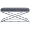 vidaXL Пейка, 97 см, сиво кадифе и неръждаема стомана