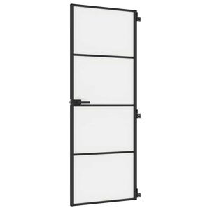 vidaXL Интериорна врата черна 76x201,5 см закалено стъкло и алуминий