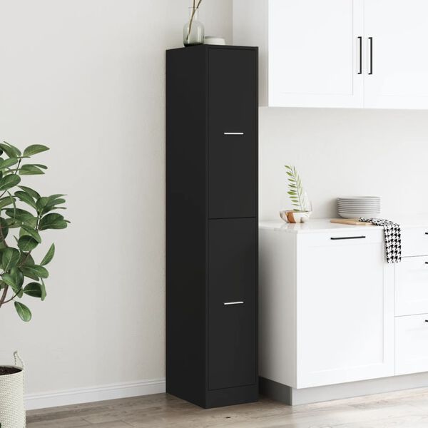 vidaXL Шкаф органайзер, черен, 30x41x174,5 см, инженерно дърво