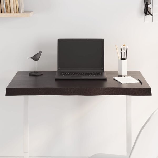 vidaXL Плот за маса тъмнокафяв 80x40x(2-4) см обработен масивен дъб