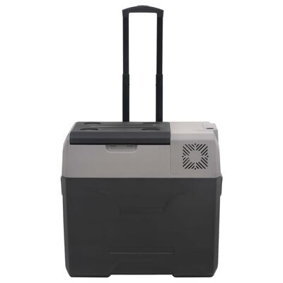 vidaXL Хладилна кутия с колелца и дръжка черно/сиво 50 л полипропилен