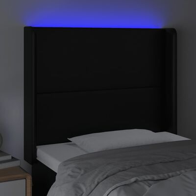 vidaXL LED горна табла за легло, черна, 103x16x118/128 см
