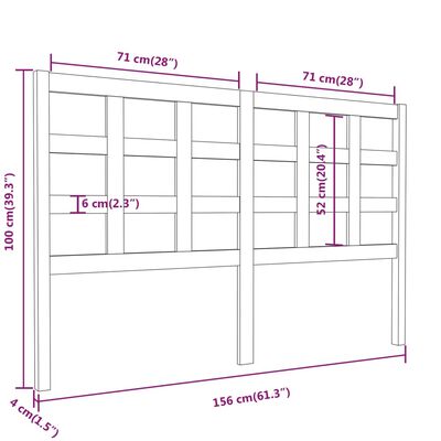 vidaXL Горна табла за легло, 156x4x100 см, бор масив