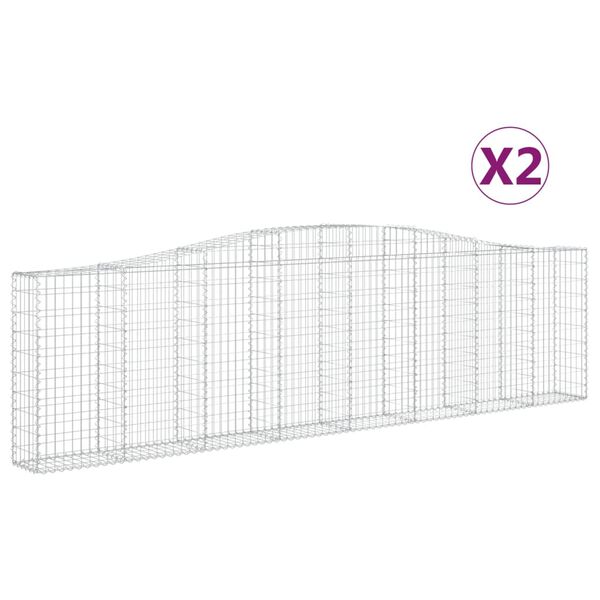 vidaXL Габионни кошници арка 2 бр 400x30x100/120 см поцинковано желязо