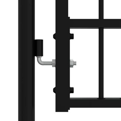 vidaXL Оградна врата с пики черна 406x198 см прахово боядисана стомана