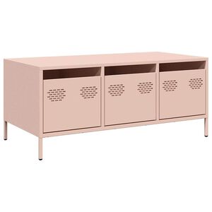 vidaXL Маса за кафе, розова, 101,5x50x43,5см, студеновалцувана стомана