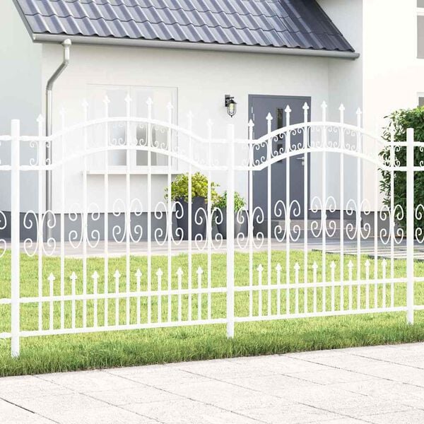 vidaXL Градска ограда Бяло 240 х 165 см Прахово покритие стомана
