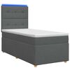 vidaXL LED легло с матрак с LED ленти Тъмносиво 90 x 190 cm Текстил