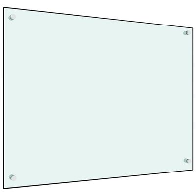 vidaXL Кухненски гръб, бял, 80x60 см, закалено стъкло