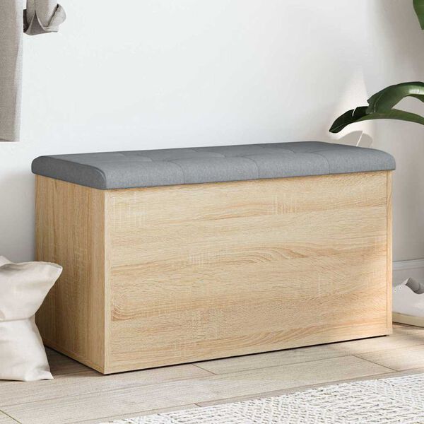 vidaXL Пейка за съхранение, дъб сонома, 82x42x45 см, инженерно дърво