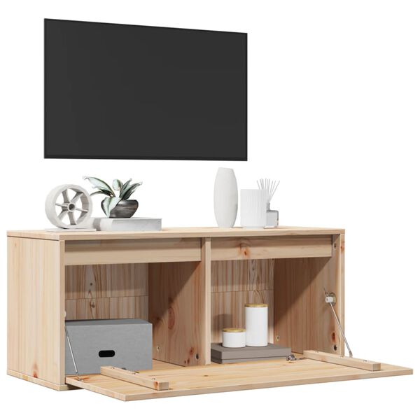 vidaXL Стенен шкаф, 80x30x35 см, борово дърво масив