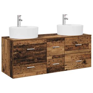 vidaXL Комплект мебели за баня 3 бр. Старо дърво 49,5 x 44,5 x 65 см