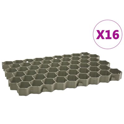 vidaXL Решетки за трева 16 бр зелени 60x40x3 см пластмаса