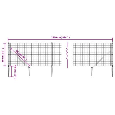 vidaXL Ограда от телена мрежа с шипове, антрацит, 0,8x25 м
