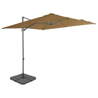 vidaXL Градински чадър с преносима основа, таупе