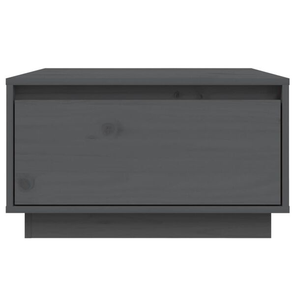 vidaXL Кафе маса, сива, 55x56x32 см, борово дърво масив