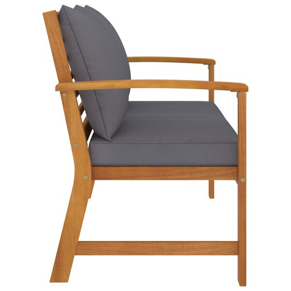 vidaXL Градинска пейка 120 см с тъмносива възглавница, акация масив