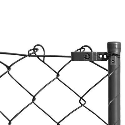 vidaXL Плетена оградна мрежа със стълбове и крепежи, 1,25x25 м, сива