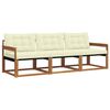 vidaXL Комплект дивани за открито 3 pcs Натурален и Крема