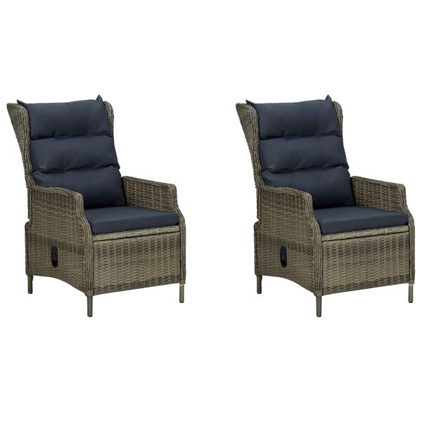 vidaXL Градински трапезен комплект възглавници 7 части полиратан кафяв