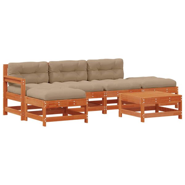 vidaXL Комплект за почивка в градина 6 pcs Восъчен Кафяв