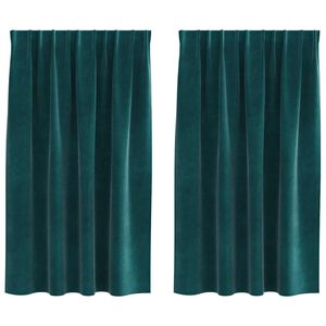 vidaXL Пердета С завеси 2 pcs Тъмнозелено 140 x 140 cm Кадифе