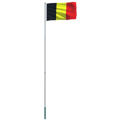 vidaXL Флаг на Белгия и алуминиев флагщок, 6 м