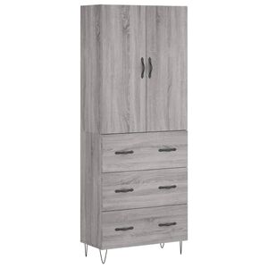 vidaXL Висок шкаф, сив сонома, 69,5x34x180 см, инженерно дърво