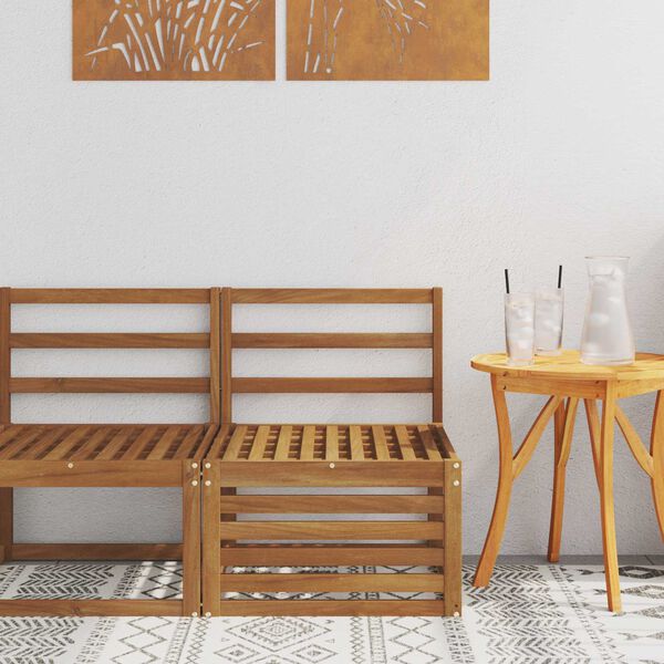 vidaXL Среден диван за открито Солидно акациево дърво Естествен