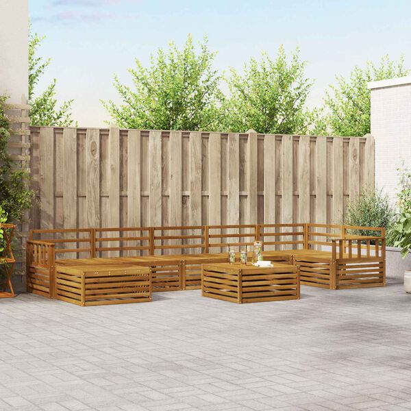 vidaXL Комплекти дивани 8 pcs Естествен Солидно акациево дърво