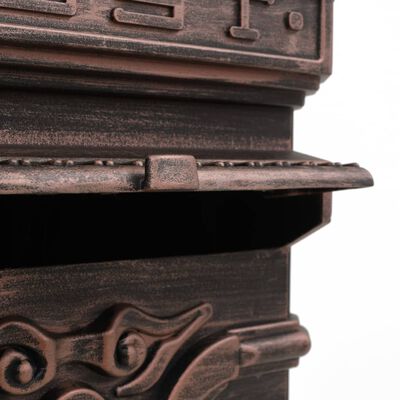 vidaXL Алуминиева пощенска кутия стълб винтидж стил неръждаема бронз