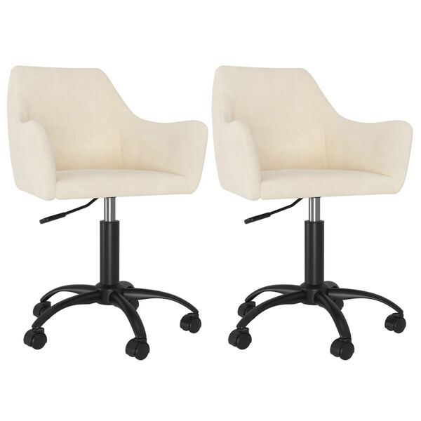 vidaXL Въртящи трапезни столове, 2 бр, кремави, кадифе
