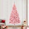 vidaXL Изкуствена коледна елха с подсветка Розово 240 cm ПВЦ