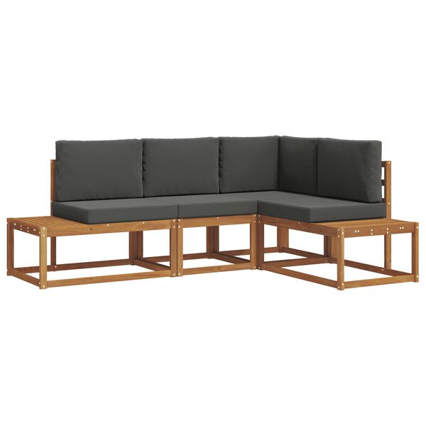 vidaXL Комплект дивани за открито 4 Брой Натурален и Антрацит